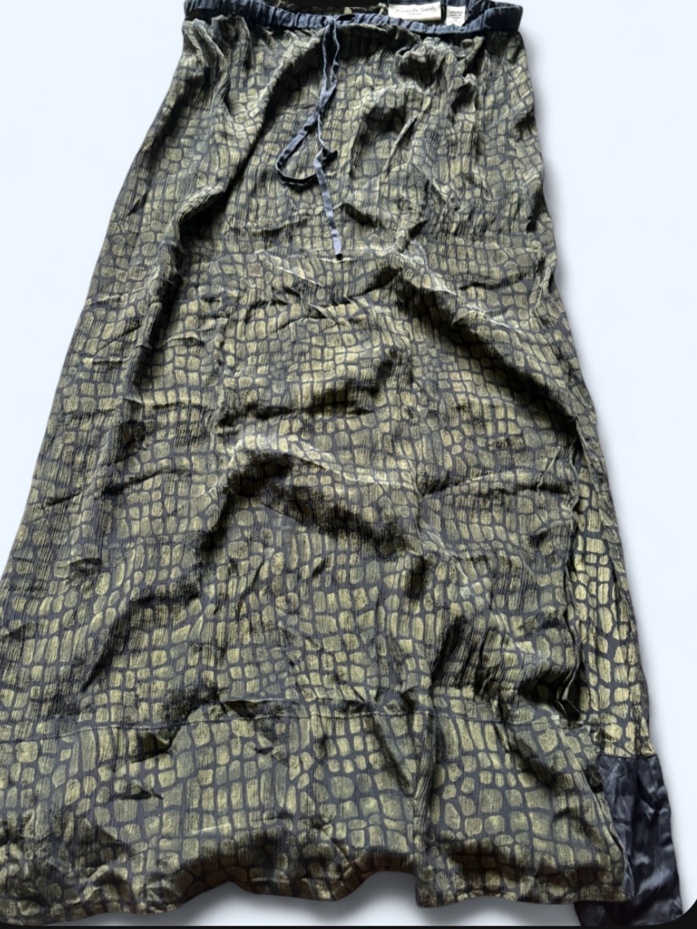 Amanda Smith Olive and Black Maxi Skirt all silk